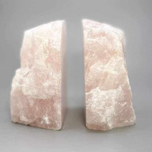 Rose Quartz Bookends Natural Characteristics Crystal Decor Pink Bookshelf (GB) - Picture 6 of 10